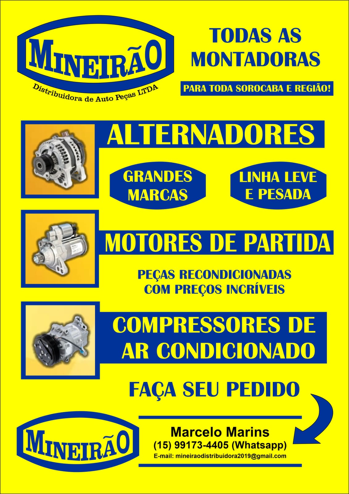 Mineirão Distribuidora | Conserto de Alternador em Sorocaba, Motores de Partida e Compressores de Ar-Condicionado Automotivo